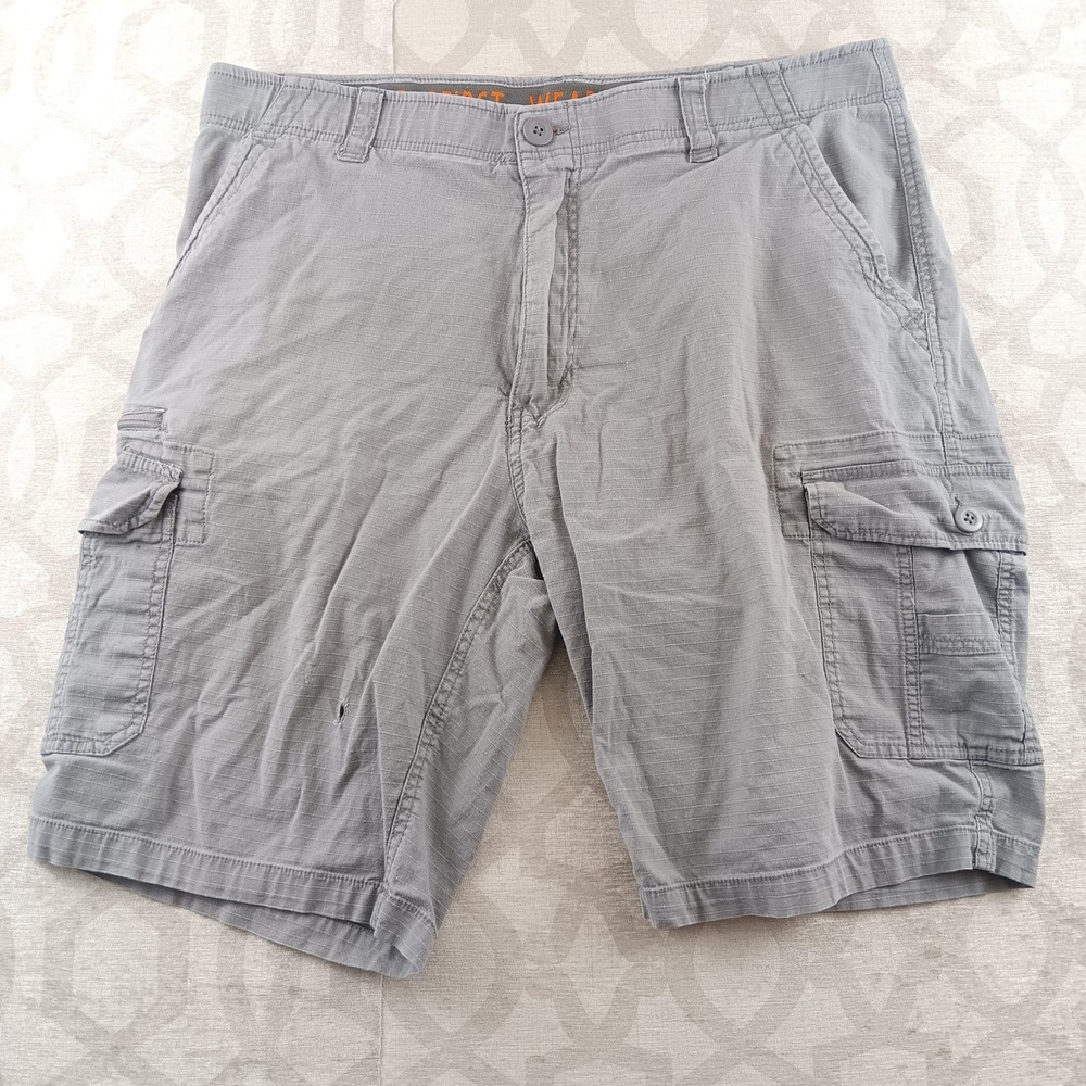 WearFirst Men's Gray Cargo‎ Shorts Size 38 Outdoor Utility Pockets